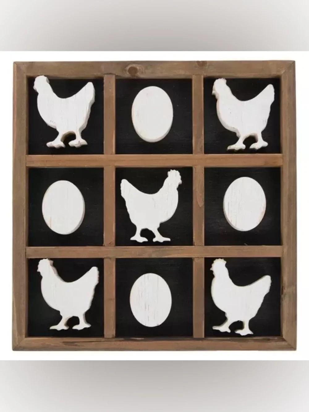 Chicken & Egg Tic Tac Toe Wood Decor